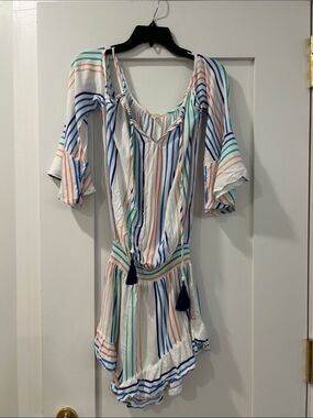 Surf Gypsy Striped Romper CoverUp, Size Large